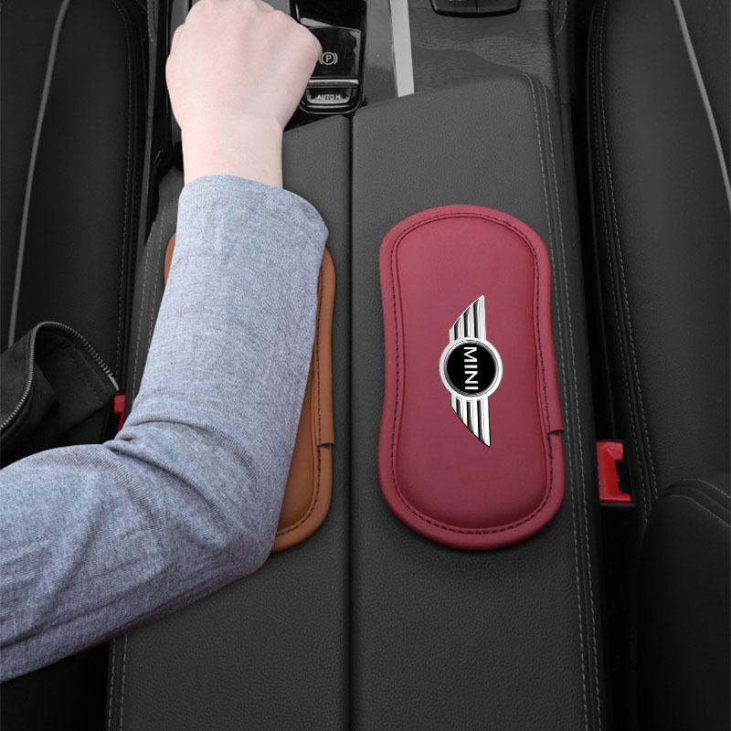 1Pcs Leather Car Pillow Car Knee Pad Elastic Memory Foam Leg Pad For BMW Mini Cooper F54 F55 F56 R56 R60 SONE Roadster Clubman Coupe