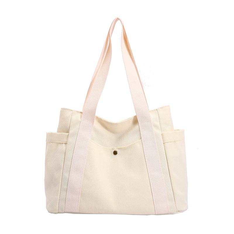Canvas Tote Bag Large Capacity With Zipper For Commuting And Casual Daily Use