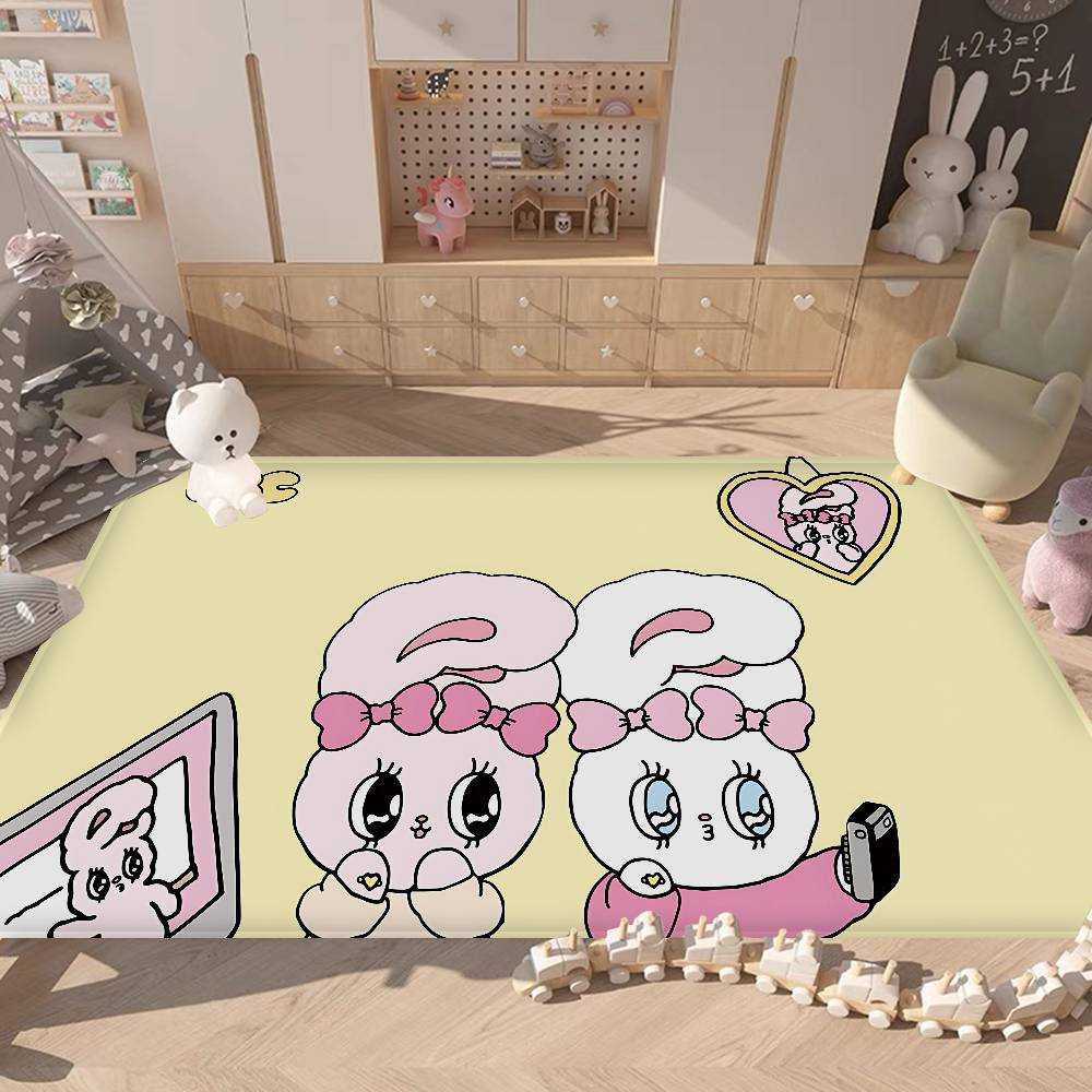 E-Esther Bunny Cartoon Entrance Door Mat Nordic Style Home Doormat Bathroom-Toilet Mats Bedroom Hotel Decor Mat