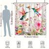 1pc Hummingbirds & Blooms Shower Curtain - Watercolor Design, Polyester, 70.8x70.8", 12 Hooks, Washable
