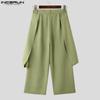 INCERUN Men Zip-up Waist Ruffled Layers Long Casual Trousers Pants
