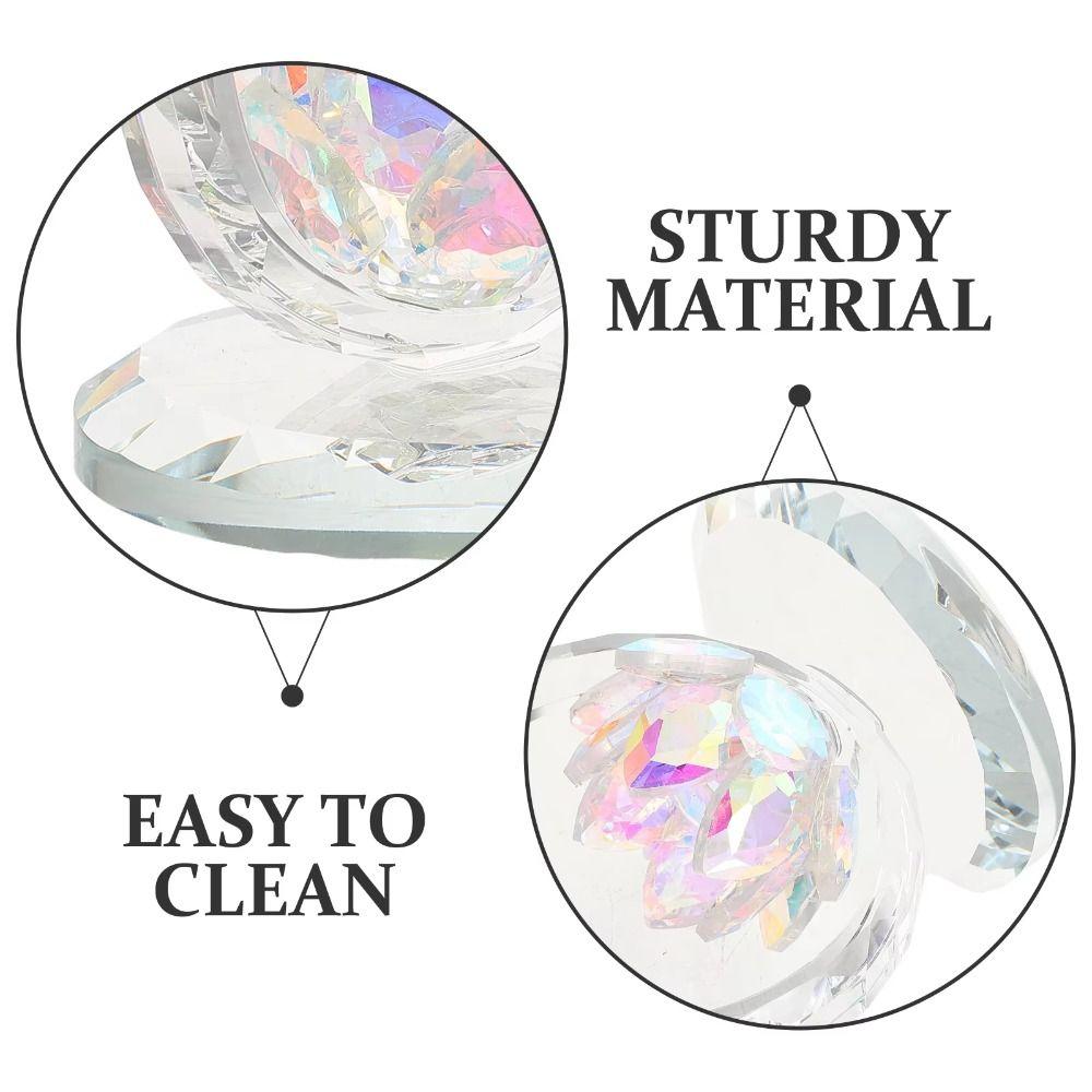 Reflection Effect Lotus Flower Figurine Stable Base Clear Lotus Flower Collectible  Home Decor