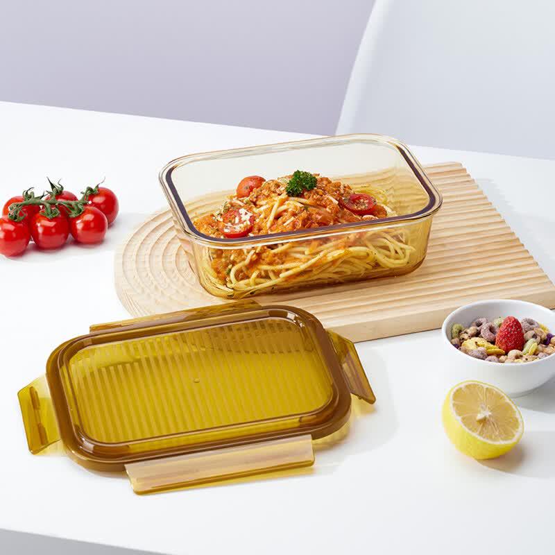 

LOCK&LOCK Amber Rectangular Glass Food Storage Container