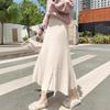 Women's High-Waisted Tassel Knitted Skirt - Autumn/Winter Fashion, Irregular Swing, Pleated Design