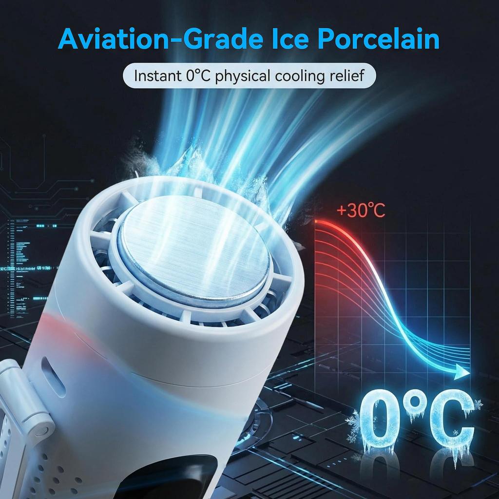 Portable Handheld Fan with Ice Cooling Plate, 3 in 1 Mini Personal Fan with Light & Clip, 5 Speed Rechargeable Fan with LED Display & 