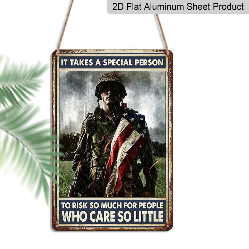 2D Flat Classic Retro Aluminum Plaque - Celebrating Courageous Veterans with Distinctive Design, Sturdy Metal Composition, Ideal Present for