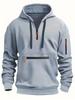 Men's Casual Zip-Up Hoodie with Kangaroo Pocket - Thick, Warm Polyester Blend for Fall and Winter, Oversized Hoodie