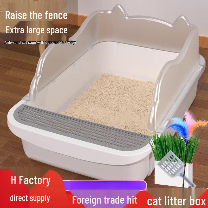 Extra-Large Semi-Enclosed Anti-Sand Cat Litter Box