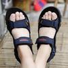 Black Men's Sandals Gladiator Leather Stylish Summer Outdoor Comfortable Mens Sandals Handmade Beach Soft Bottom Size48