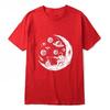 Summer Cotton Men's T-shirt, Casual Loose Shirt, Fun Astronaut Print, Moon, Barbecue Crew Neck High Quality