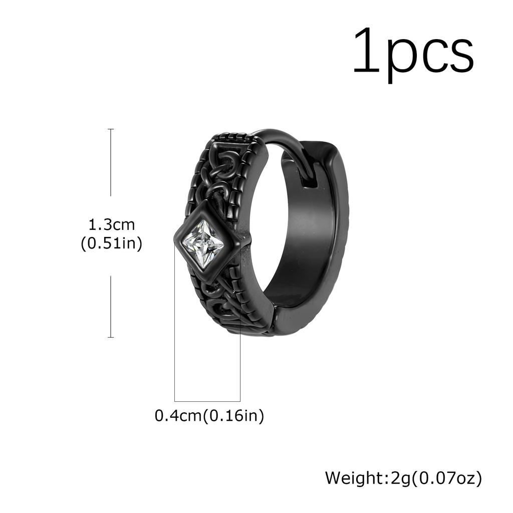 Vintage Vicking Hoop Earrings for Men Boys,Black Zircon Stainless Steel Huggies Hoop Earrings,Punk Jewelry Gift