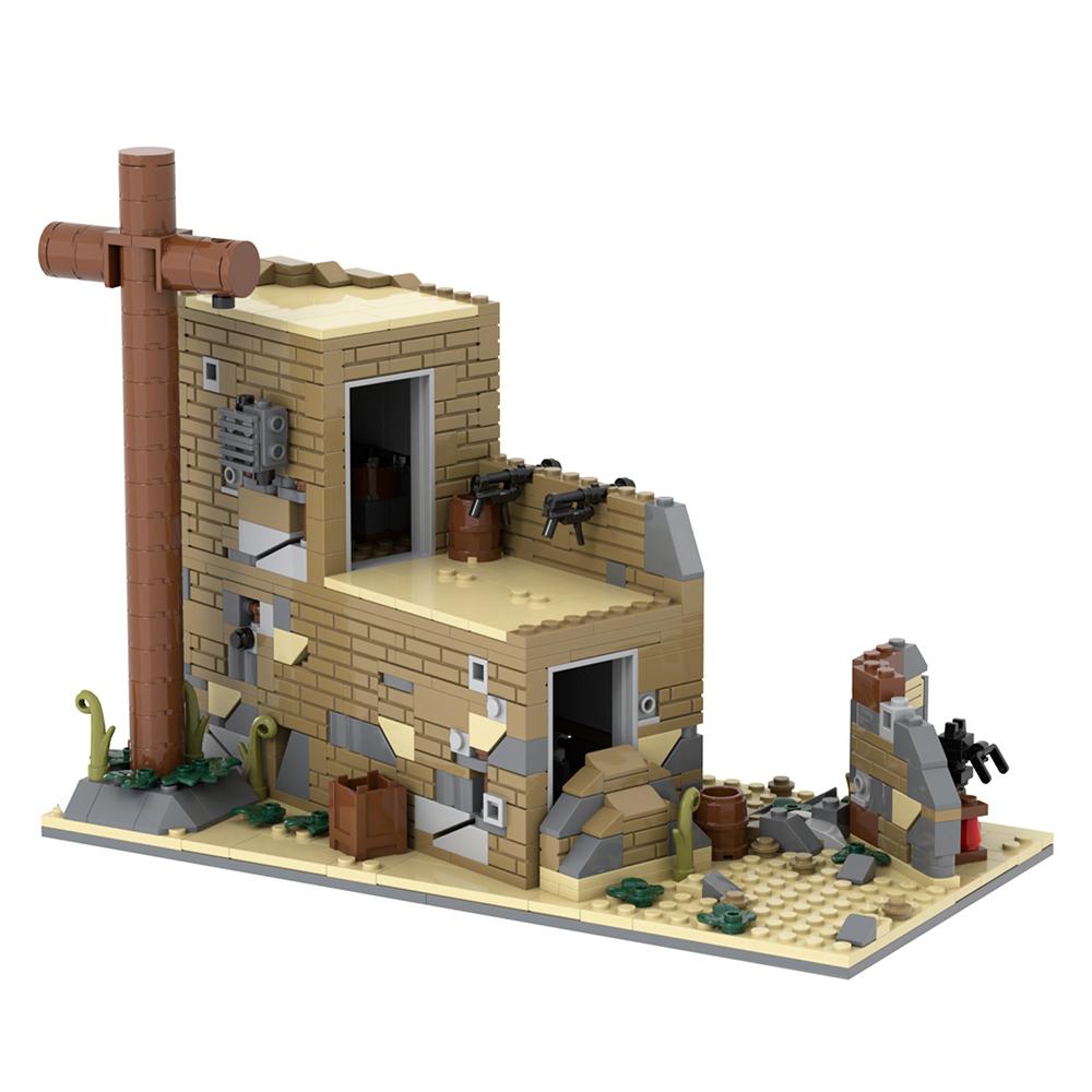 WW2 Serie Militärisches Schlachtfeld Ruinen Kriegsbezogene Bausteine Blockhaus Modell Spielzeug Mittelalterliches Geschenk für Kinder Erwachsene DIY MOC