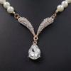 1 Set Bridal Faux Pearl Rhinestone Pendant Necklace Jewelry Women And Earrings Elegant Wedding Jewelry Set