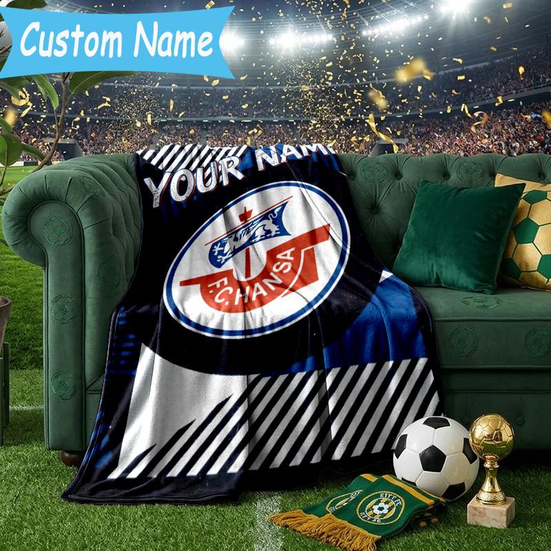 Custom Personalized Blanket Hansa Rostock Football Soft Throw Blanket, Suitable for Family and Friends, Sofa Blanket,Home Decor Christmas gift