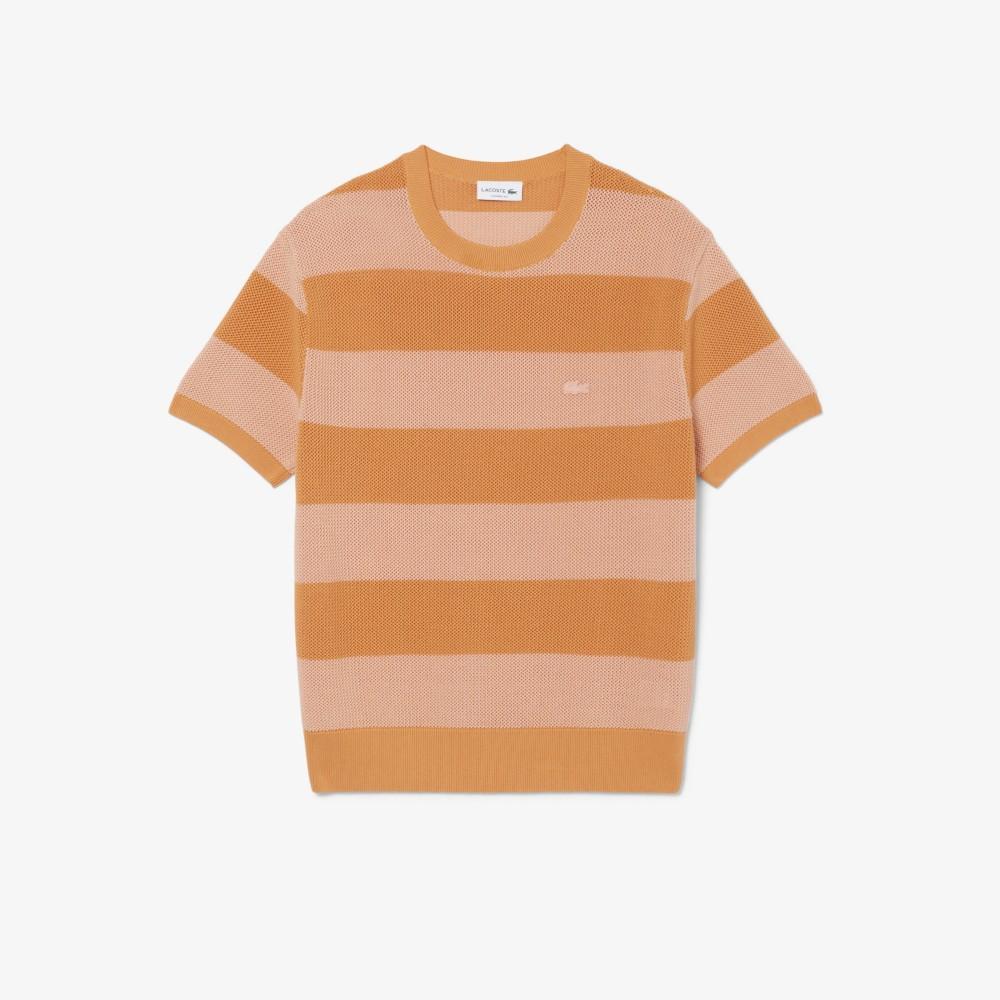 [lacoste] Men's Bold Stripe Short-Sleeve Crewneck Pullover AH0609-56G4HI