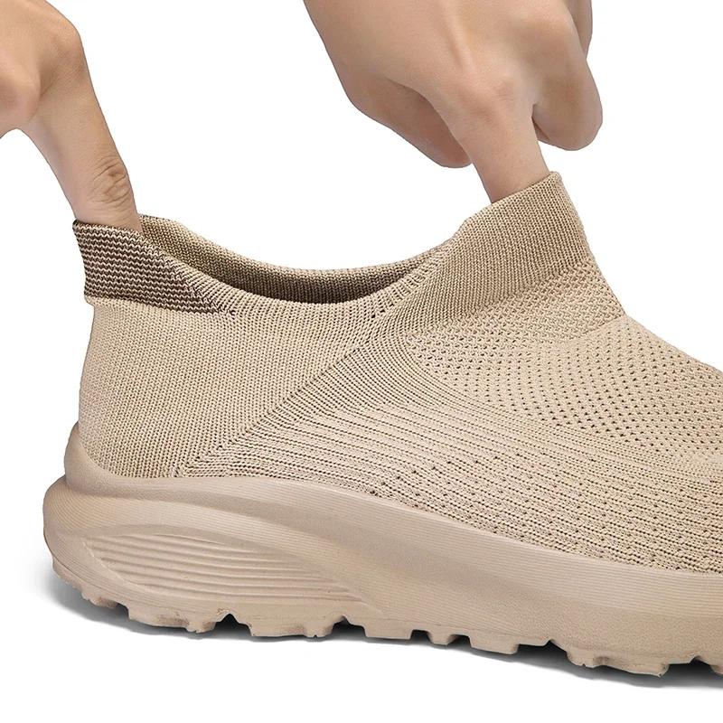 Wide Last Sock Shoes 2025 Mesh Woven Sports Shoes One Foot Lazy  Breathable and Comfortable Casual Men Trendy Running Shoes