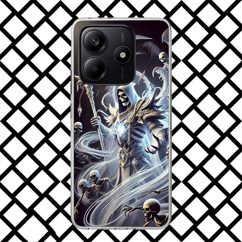 Tod Sensenmann Schädel Sense Handyhülle für Xiaomi Redmi Note 15 14 14S 13 12 12S 11 Pro Plus 11E 11T 11S 10S 5G Weiche Hülle Fu
