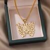 Stainless Steel Butterfly Pendants Necklaces for Women Goth Fashion Gold Color Choker Necklace Aesthetic Wedding Jewelry Gift