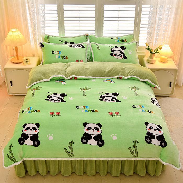 2025 Milch-Samt-Flanell 4-teiliges Set: Bettbezug aus Korallenfleece Klasse A