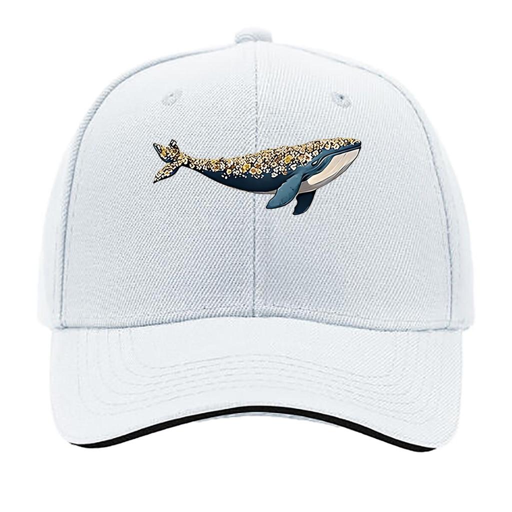 Casual Outdoor Baseball Cap for Unisex with a Fun Floral Whale Print Adjustable And Sporty Sandwich Baseball Cap