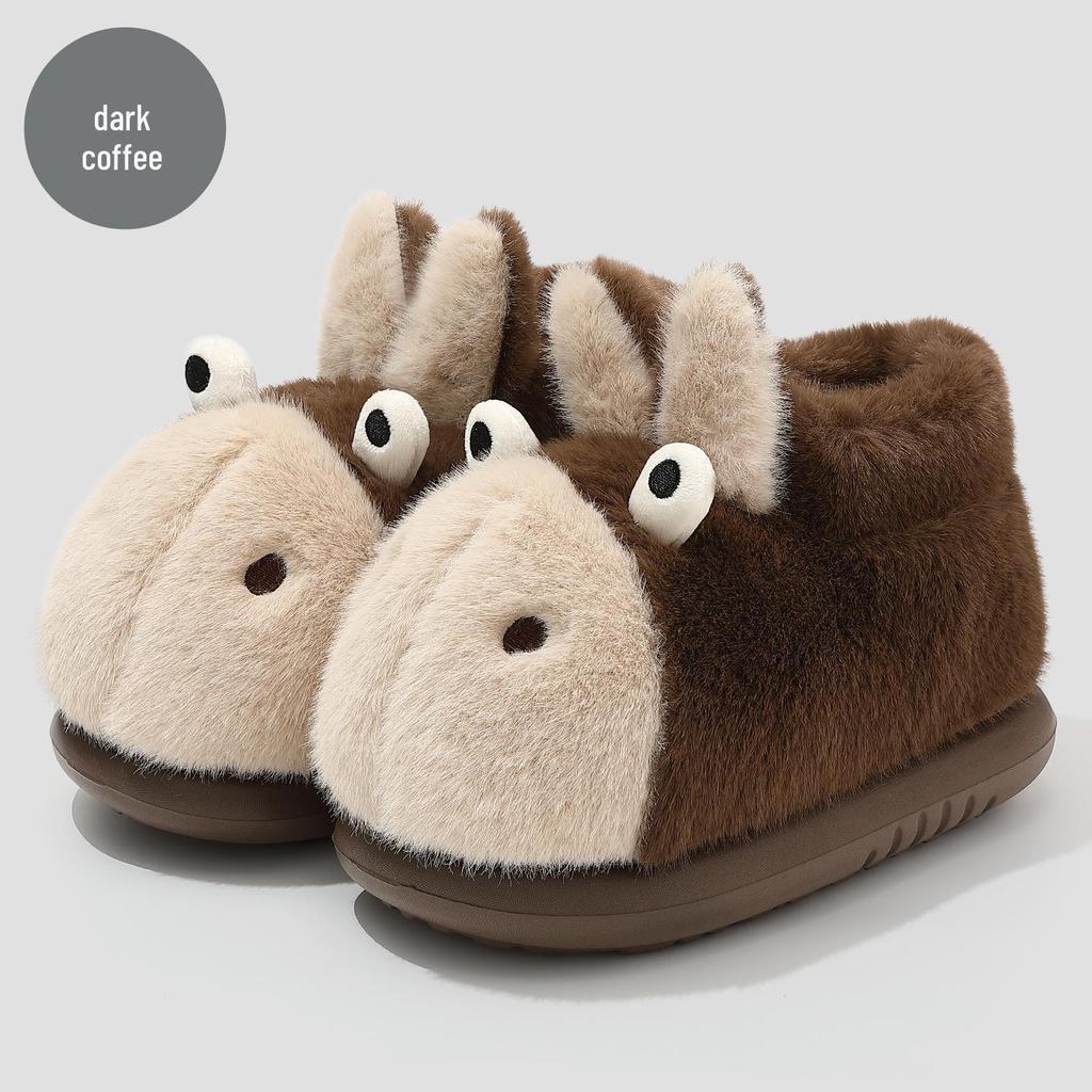 Zimní vnitřní bavlněné pantofle: Roztomilý chlupatý kreslený design pro muže a ženy