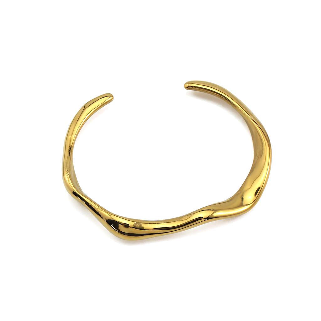 2025 New Non Tarnish Fashion Women's Simple Irregular 18K Gold Bracelet Fine Ripple Open Fashion Bangles for Parties
