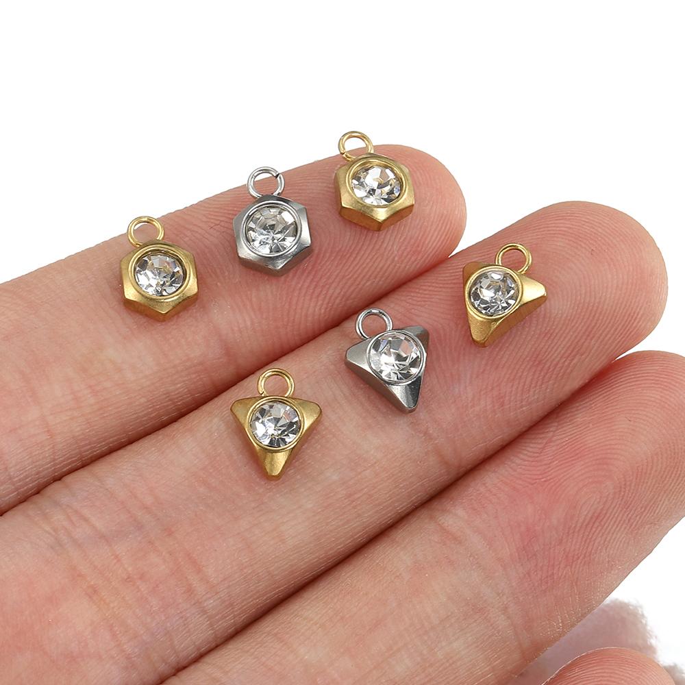 20pcs Stainless Steel Zircon Rhinestone Star Love Heart Charms Pendants for Earrings Necklace Bracelet DIY Jewelry Making