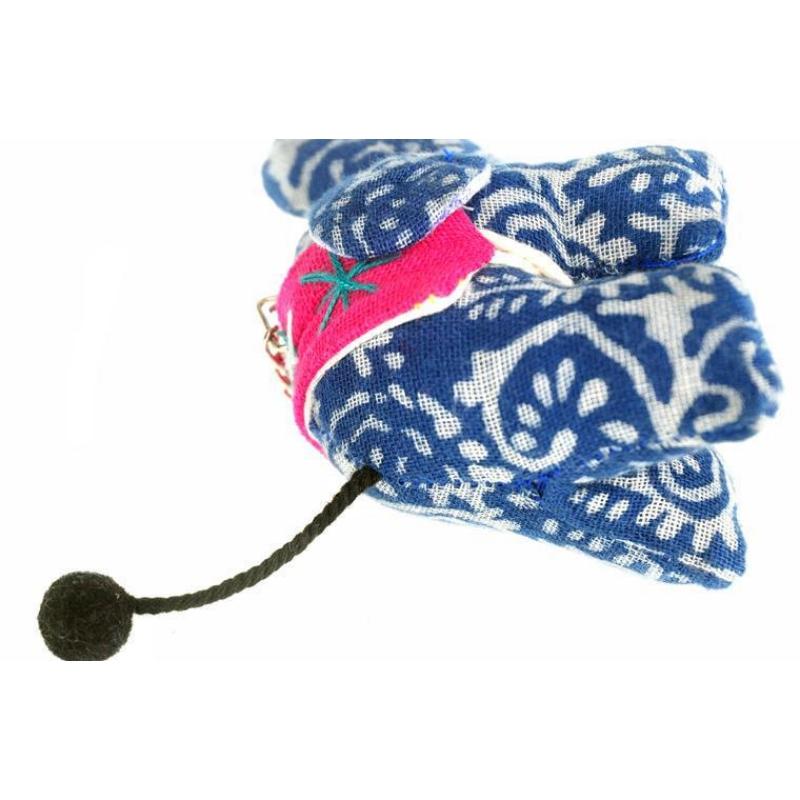 1Pcs Cartoon Handmade Ganesha Keyring Traditional Thai Fabric Elephant Keychain Animal Diy Pendant Car Key Ring
