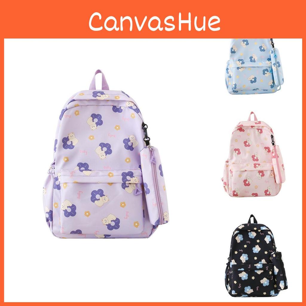 Flower Printing Oxford Backpack With Breathable Design For Students Bag Travel
