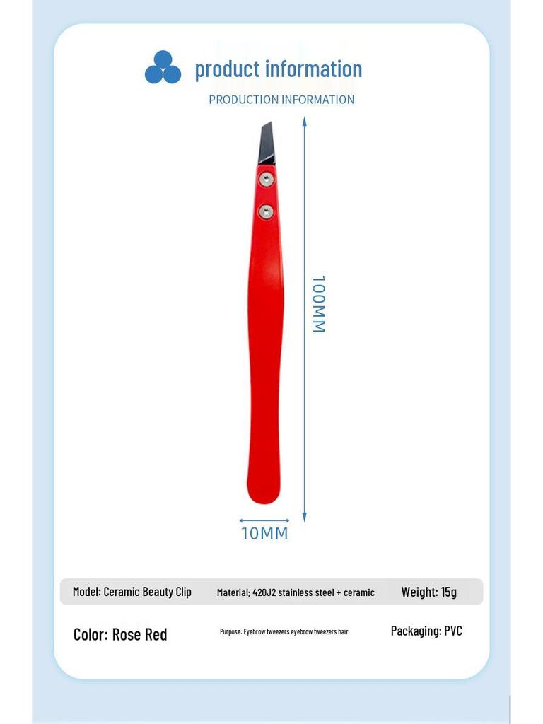 Precision Ceramic & Stainless Steel Angled Tweezers & Comb for Eyebrows & Eyelashes