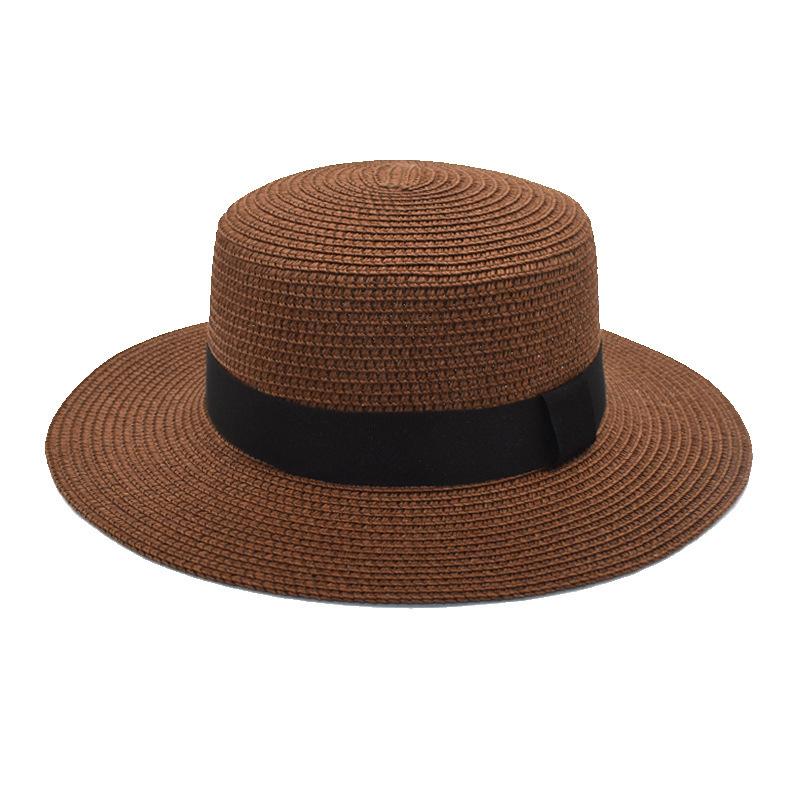 Summer Sun Protection Beach Flat Top Straw Hat Straw Shading Hat Beach Big Eaves Hat