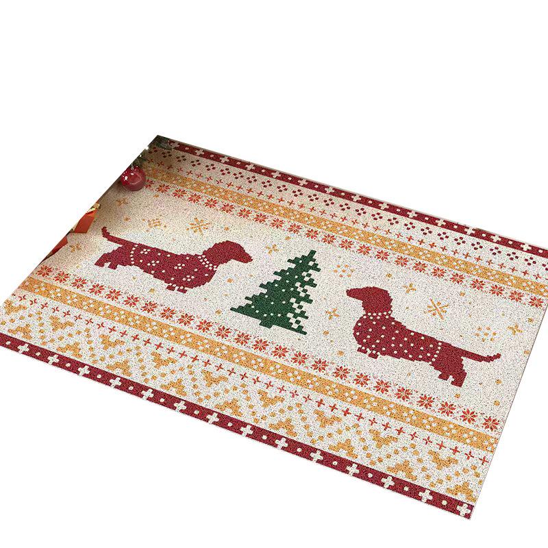 Tapete de Porta Antiderrapante com Filhote de Natal - Remove Poeira, Resistente a Manchas, Tapete de Entrada Cortável