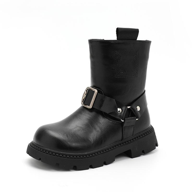 British Style Girl Winter Boots Simple Classic Children Fashion Boots Black Brown Versatile Kids Cotton Boots Round-toe Zipper