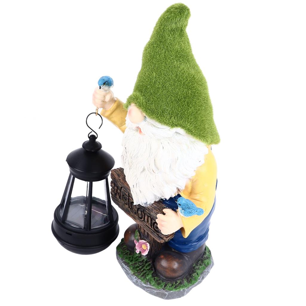 Faceless Doll Statue Solar Powered Lantern Waterproof Resin Bright Colors Old Man Sculpture for