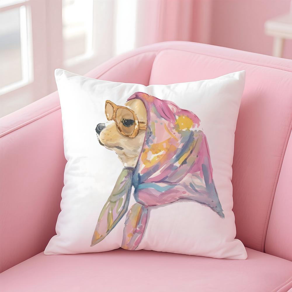 NICE CUTE Chihuahua dog Cushion Cover Pillow Case Soft Friendly Fabric  Concealed Zipper
