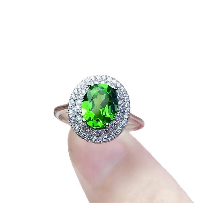 Silve Gorgeous Shiny Green Zircon Stone Ring For Women Engagement Wedding Luxury High Quality Fine Jewelry