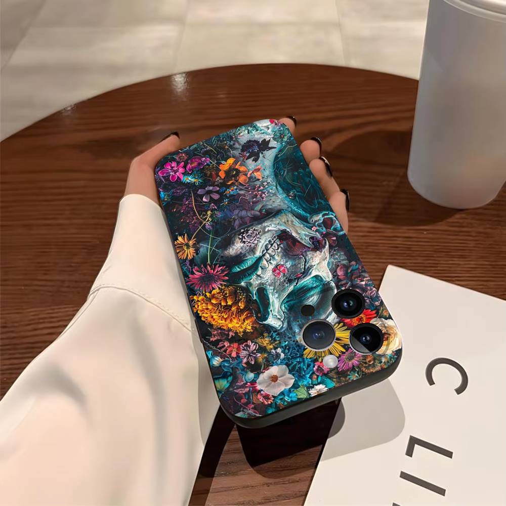 M-Mexican Catrina Skull Phone Case For iPhone 17,16,15,14,13,12,11,Pro,X,Xs,MAX,Plus TPU Soft To Skin-friendly Cover