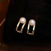 2025 Korean Style Pearl Arc Stud Earrings: Chic & Versatile, Women's Trendy Minimalist Design