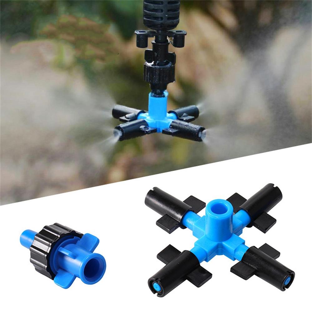 50Pcs Cross-type Mist Nozzle 7.5mm Interface 4-way Garden Greenhouse Farmland Atomization Dust-removal Cooling Watering Sprayer