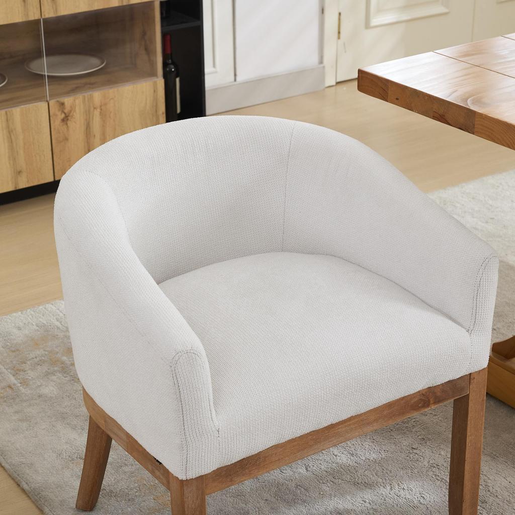 Mid Century Modern Upholstered Barrel Dining Chairs with Arms,19" W Accent Chairs for Living Room,Single Pack,Beige,DE1891BG