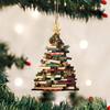 7Pcs Christmas Tree Hanging Pendants Set Acrylic Book Stacked Ornament Lightweight Christmas Decorations for Tree Doors Windows Gift Idea