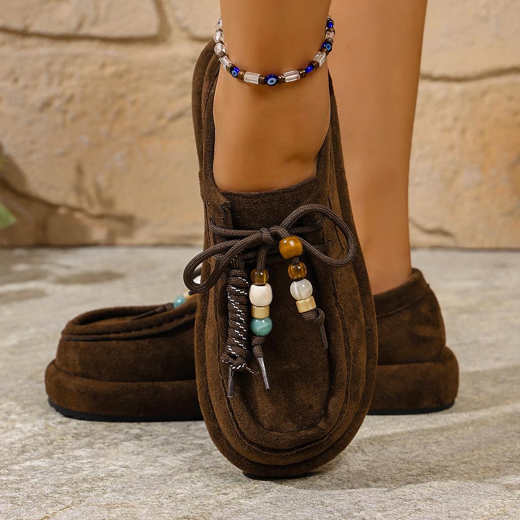 Fashion Women Sneakers Spring Autumn Casual Flat Loafers All-Match Round Toe Sneakers Women New Retro Style Thick Bottom Shoes Women