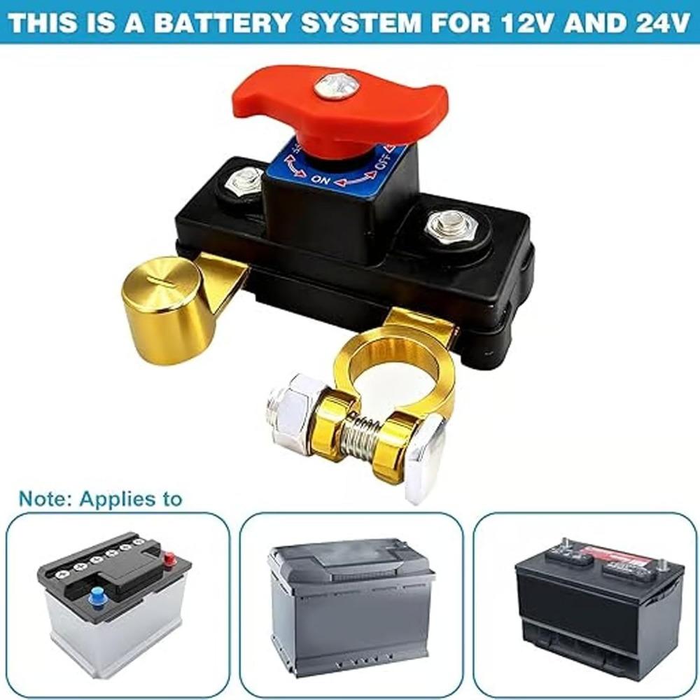 Universeller Batterieschalter – Auslaufschutz – Batterieschalter 12V/24V für Auto, Boot, LKW mit Klemmen