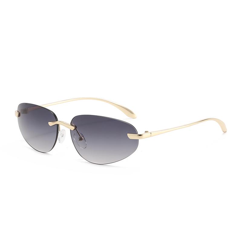 European Retro Frameless Cat Eye Sunglasses – UV Protection, Y2K Style for Women & Men