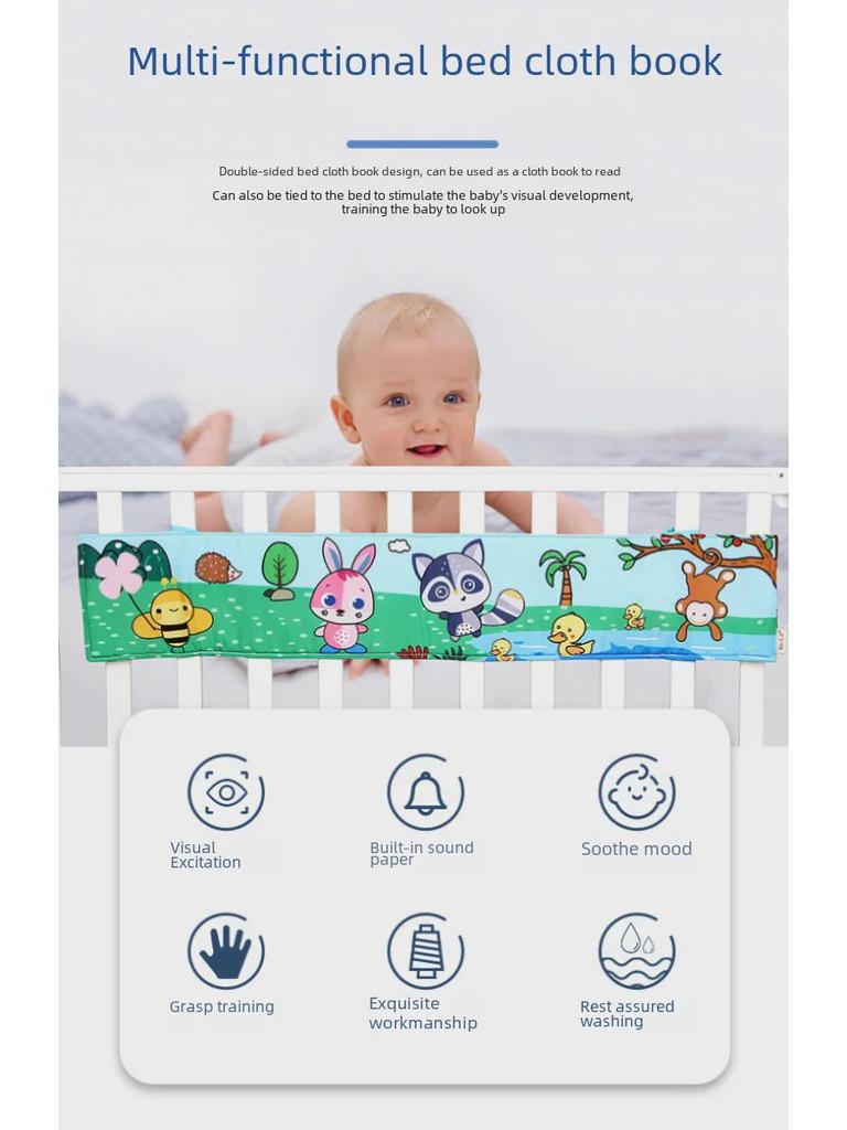 Aipinqi Double-Sided Rabbit Visual Stimulation Bed Cloth Book for Early Education