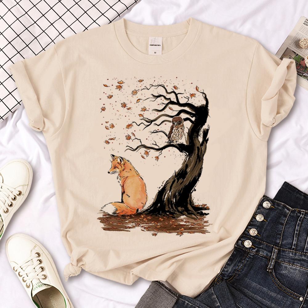 Fox t-shirts women Japanese summer anime t shirt female anime harajuku manga clothes