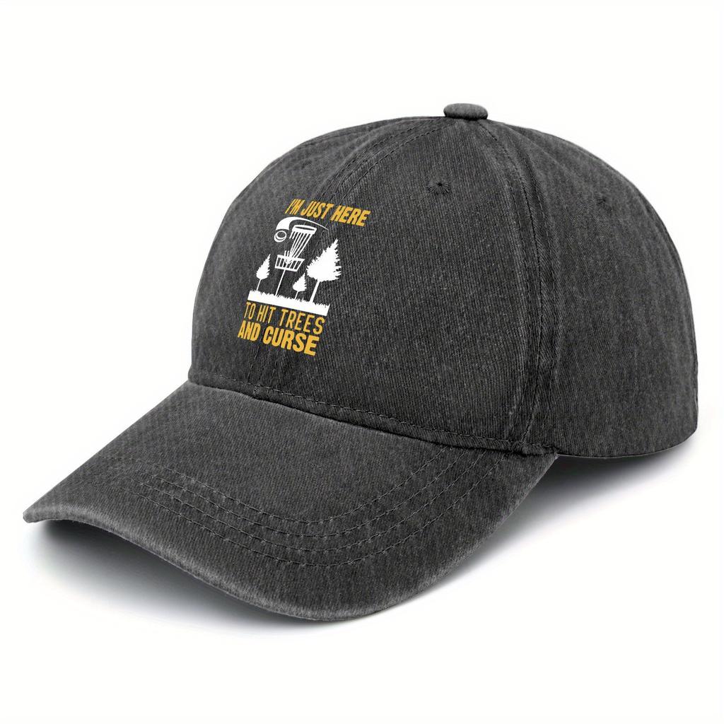 Disc Golf Funny Graphic Baseball Cap Vintage Washed Polyester Adjustable Dad Hat for Casual Outdoor Sports
