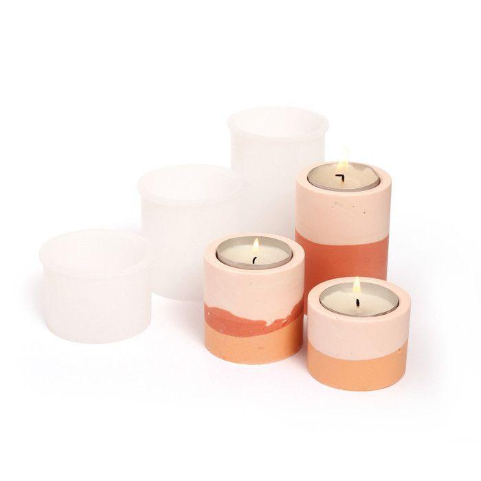 Moule à Bougie - JESMONITE - Silicone - Lot de 3 - Résistant à la chaleur - Finition lisse