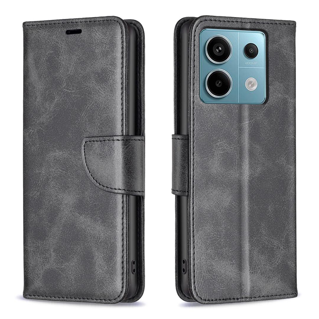 

For Xiaomi Redmi Note 13 Pro 5G/Poco X6 5G Leather Wallet Case Solid Color Stand Phone Cover Black