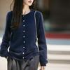 Women's Autumn/Winter Brushed Wool Knit Cardigan - Versatile Round Neck Sweater